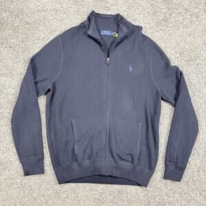 Polo Ralph Lauren Sweater Navy Blue Full Zip Mens Size Large NWT